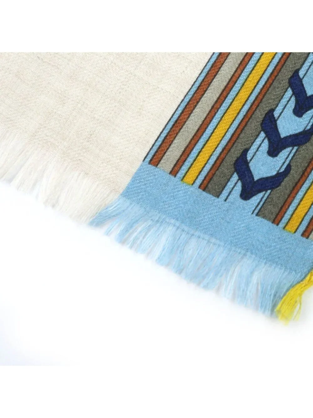 Hermes Rectangle Brides ET Gray Bridle And Charm Cashmere Silk Fringe Scarf